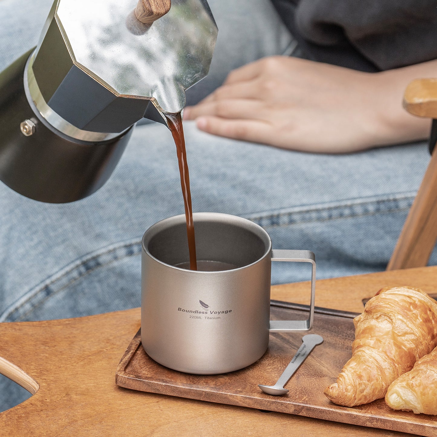 Boundless Voyage 220ml Double-Walled Titanium Cup | Ultralight Insulated Mini Coffee Mug | Anti-Scalding Tea Cup for Camping, Travel & Home