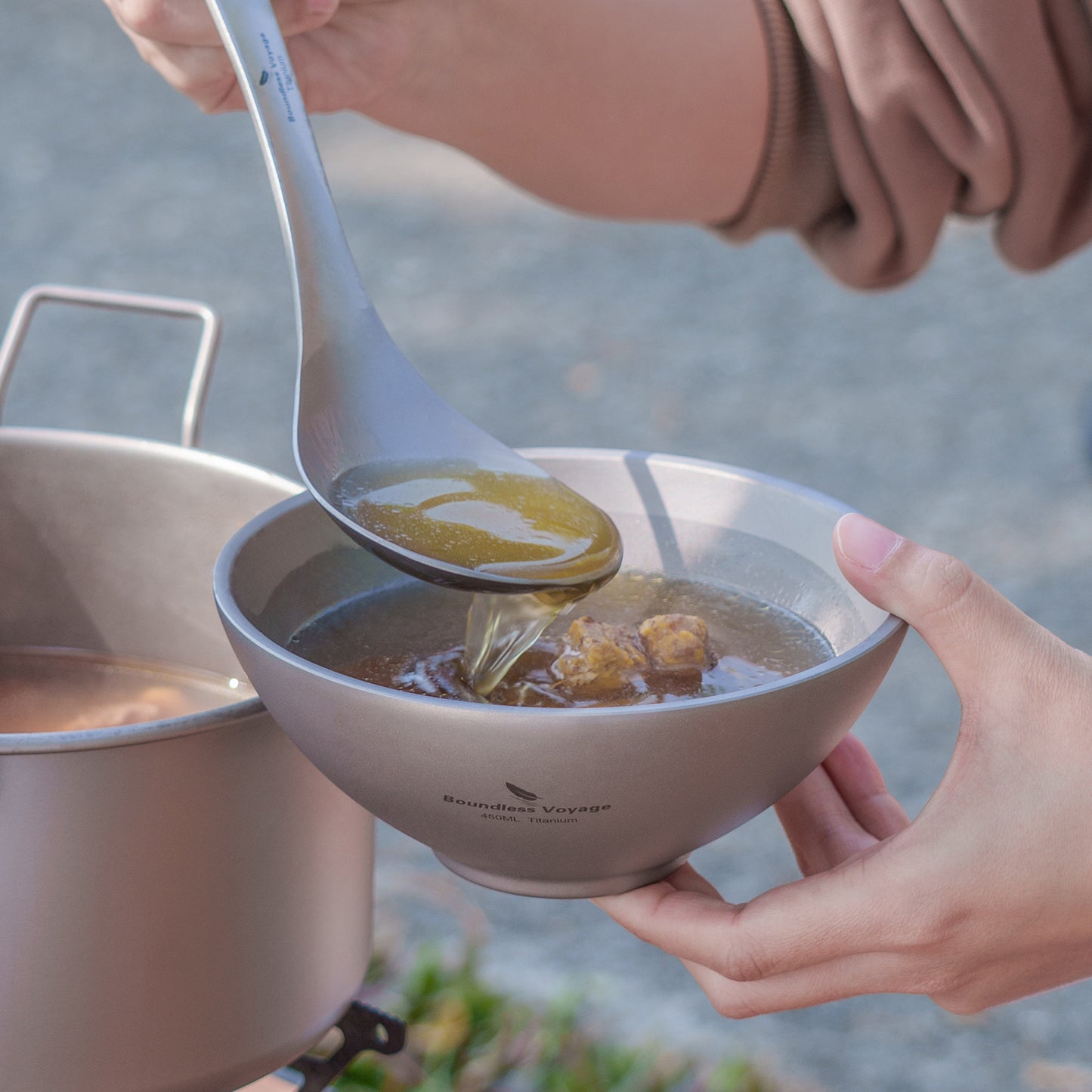 Boundless Voyage 220ml Titanium Double-Wall Bowl – Insulated Camping Soup & Snack Bowl for Adults, Kids & Outdoor Dining