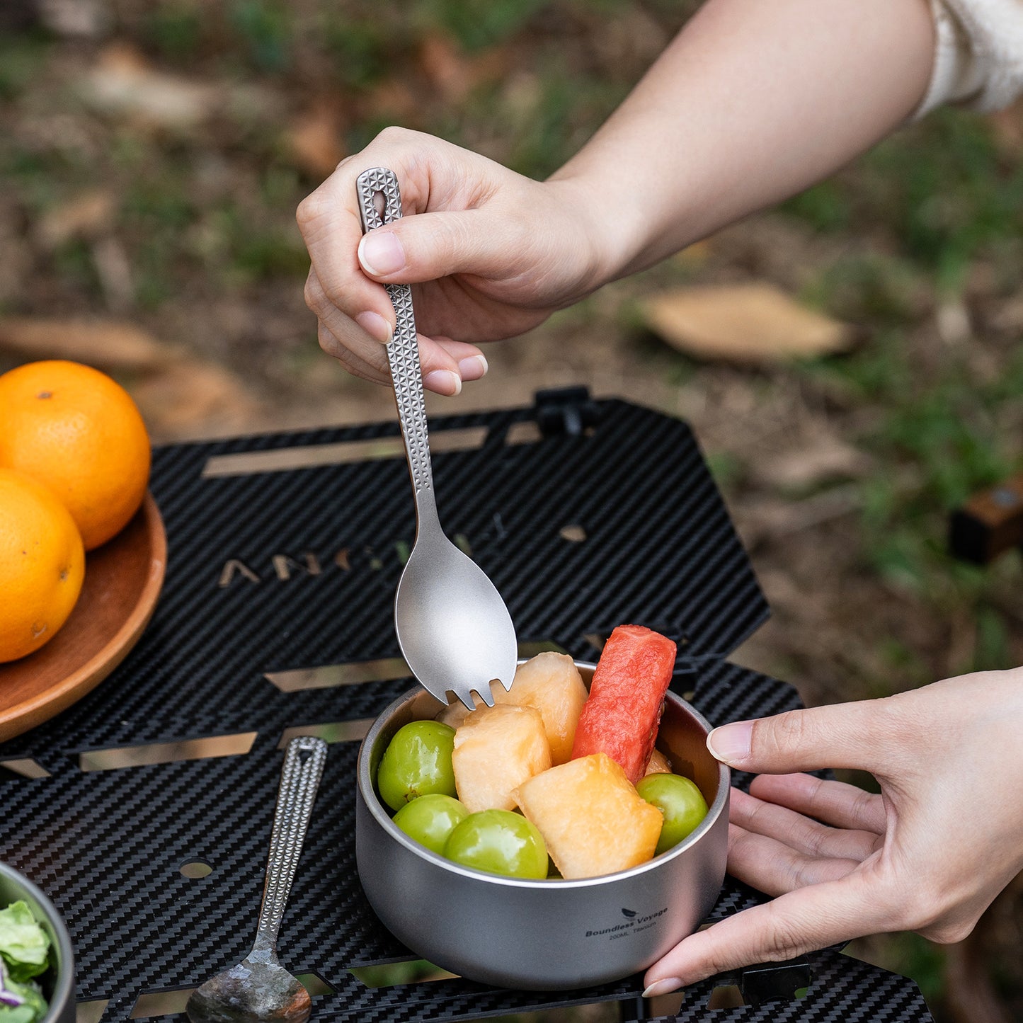 Boundless Voyage Titanium Chopsticks & Spork Set | Ultralight 2-in-1 Camping Cutlery | Non-Coated & Dishwasher Safe