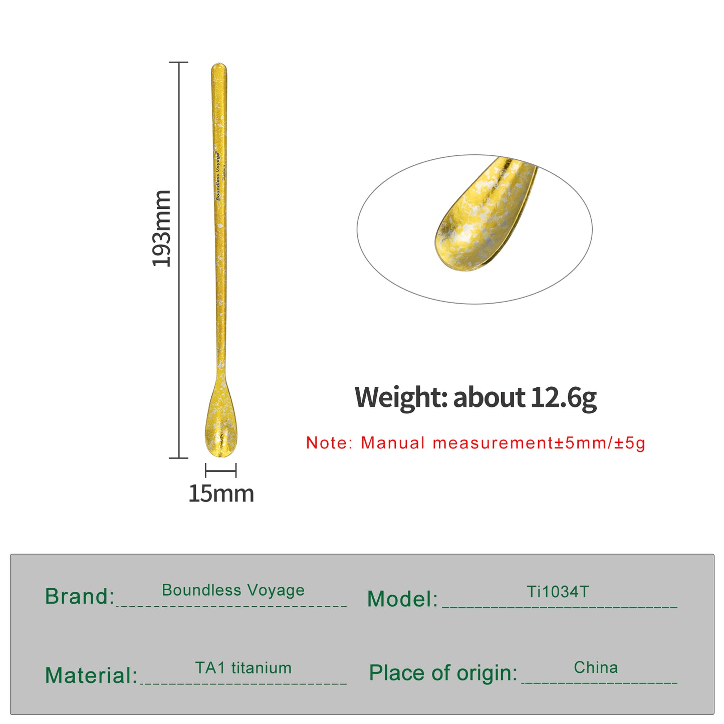 Boundless Voyage Titanium Long Handle Coffee Spoon – Ultralight Camping Spoon for Mug, Coffee, Tea & Travel