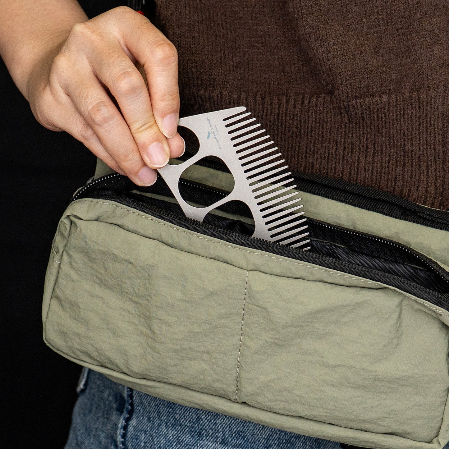 Boundless Voyage Titanium Crescent Comb – Hair & Beard Pocket Comb for Travel, EDC & Everyday Grooming