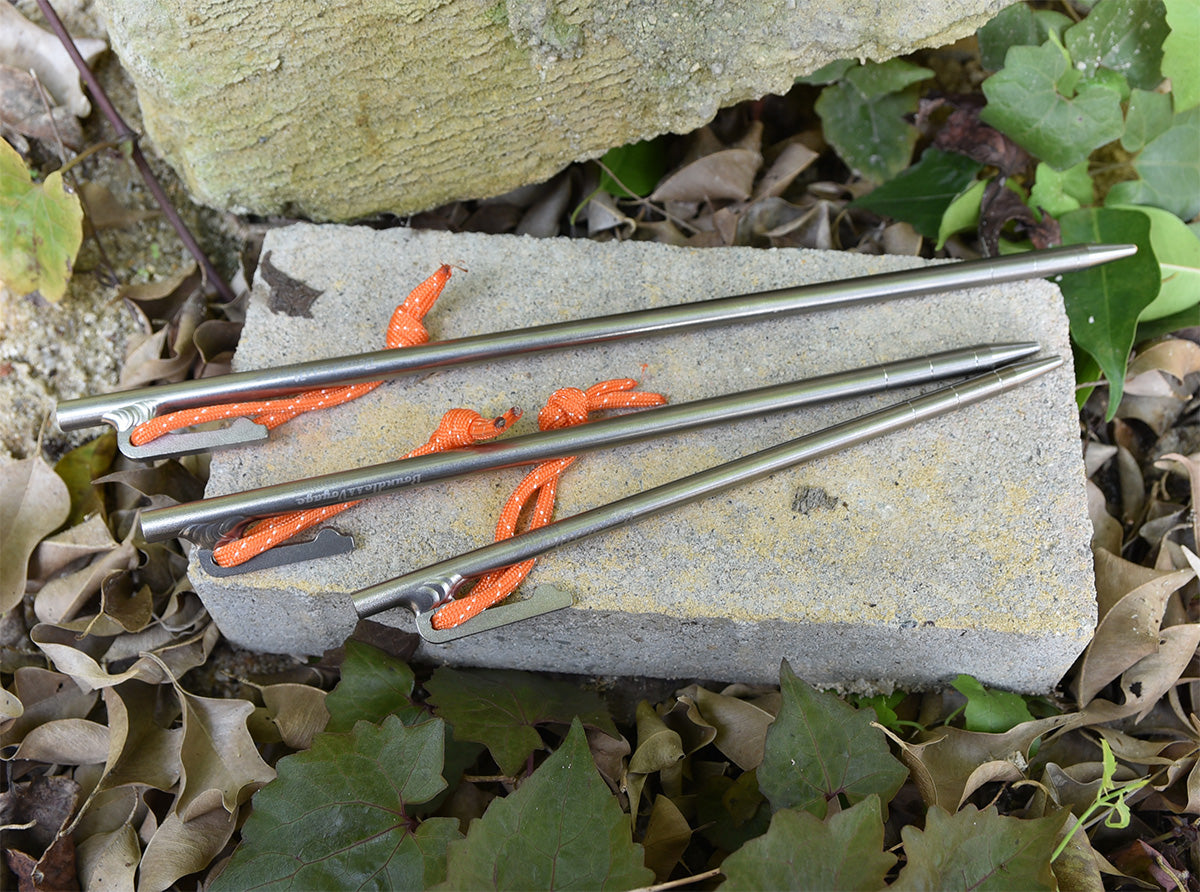 Boundless Voyage Titanium Alloy Tent Stakes (6pcs) – Ultralight Pegs 20/24/30/35/40cm for Camping, Hiking & All-Terrain Shelter Setup