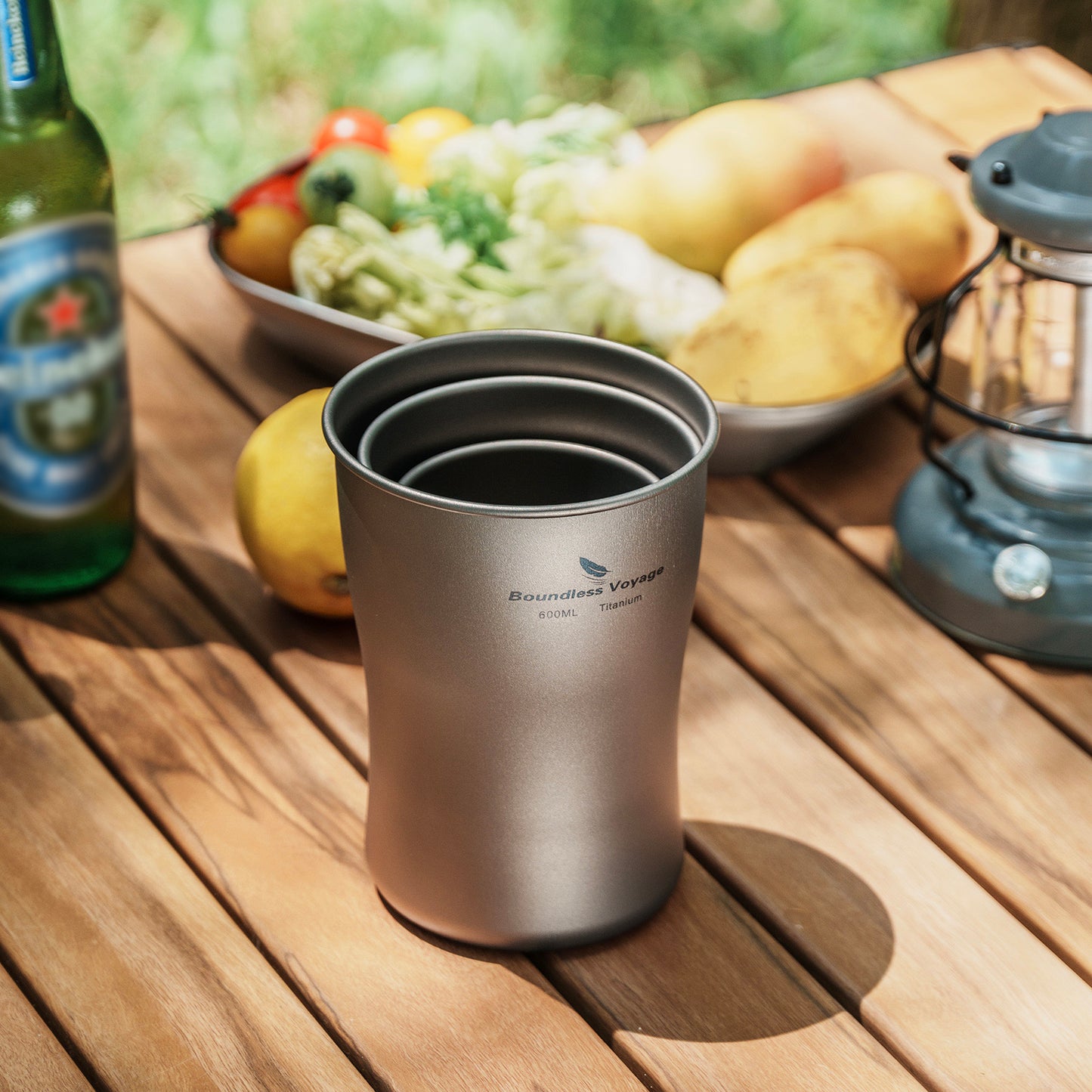 Boundless Voyage Titanium Beer Mugs Ultralight Coffee Tea Juicy Cups for Outdoor Camping Picnic 240ml 380ml 600ml