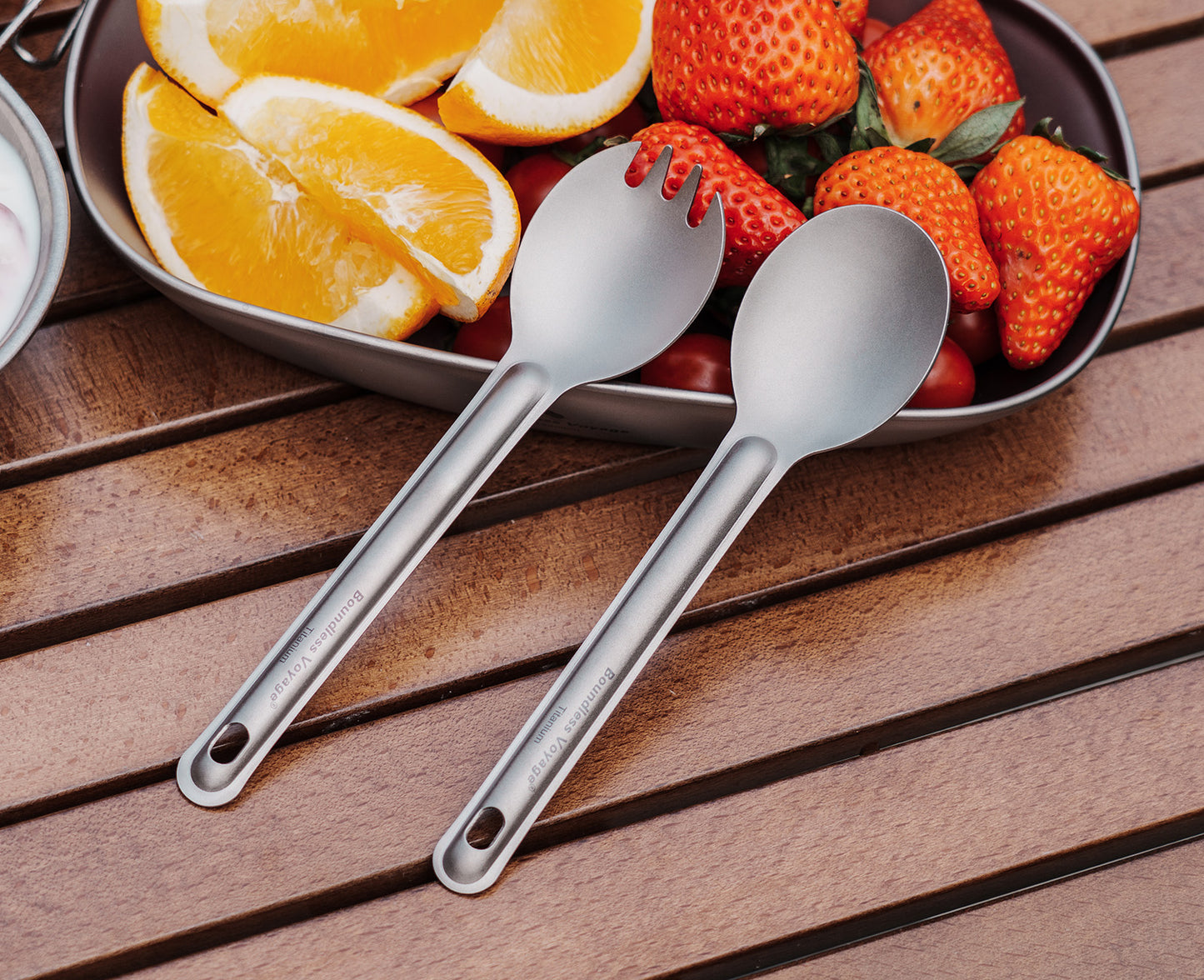 Boundless Voyage Titanium Spoon & Spork Set – Ultralight Camping Cutlery Set with Storage Bags for Travel & Outdoor Dining