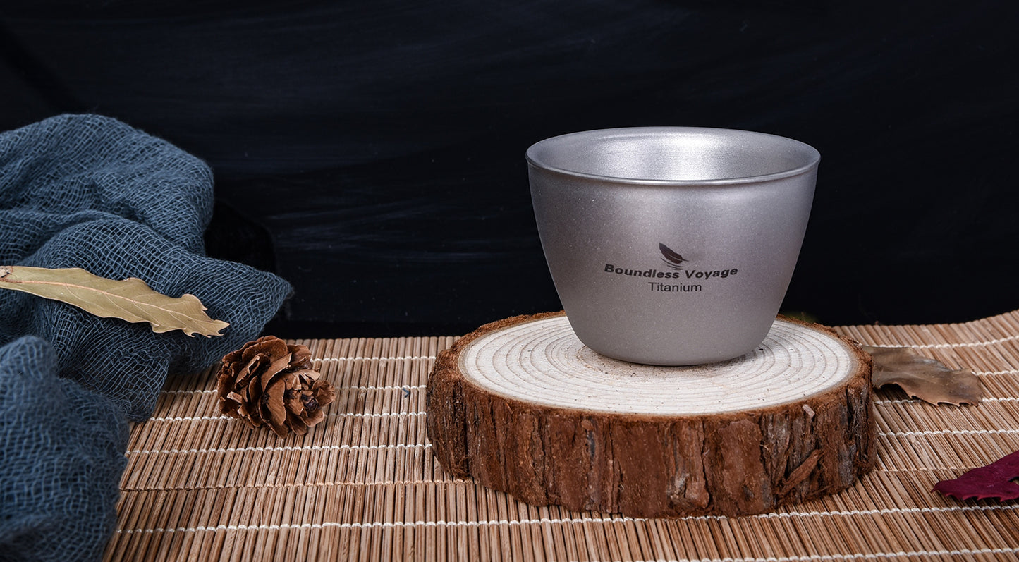 Boundless Voyage 40ml Double-Wall Titanium Sake Cup – Ultralight Insulated Shot Mug, TA1 Titanium Mini Cup for Whiskey, Tea & Outdoor Camping