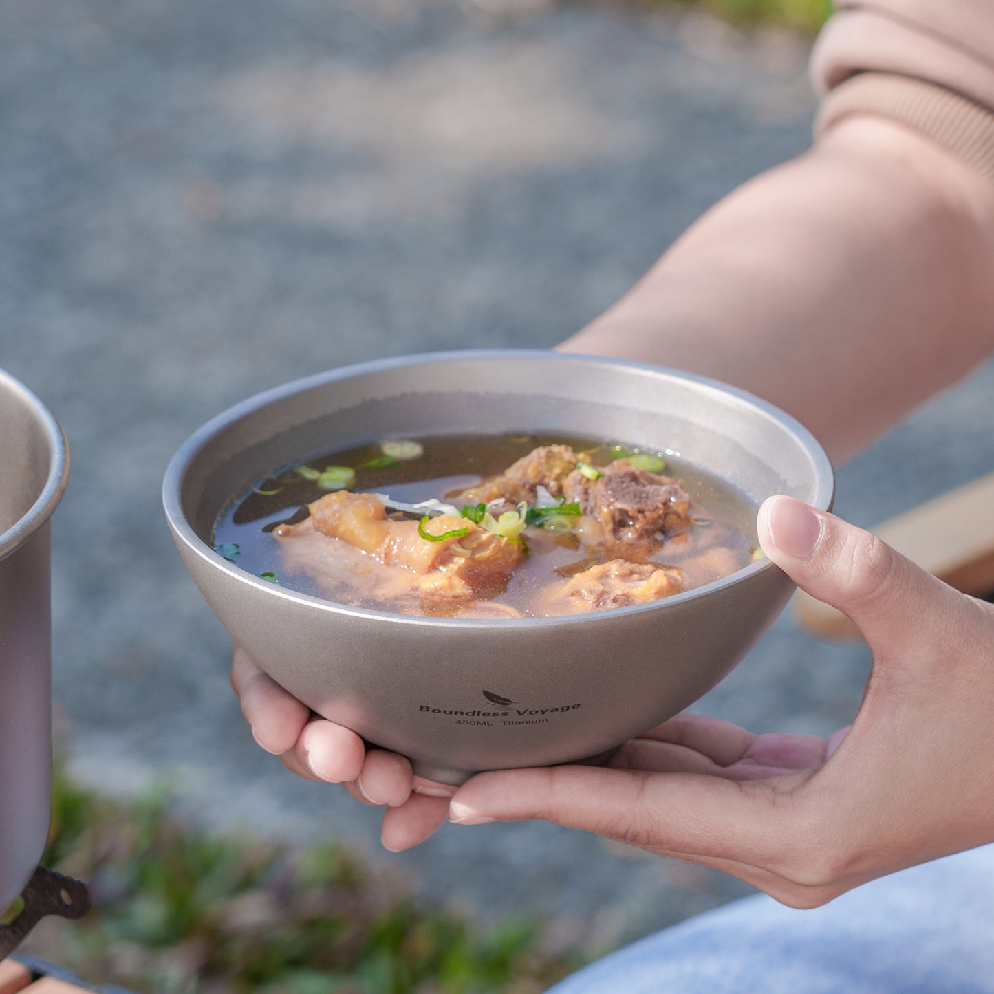 Boundless Voyage 220ml Titanium Double-Wall Bowl – Insulated Camping Soup & Snack Bowl for Adults, Kids & Outdoor Dining