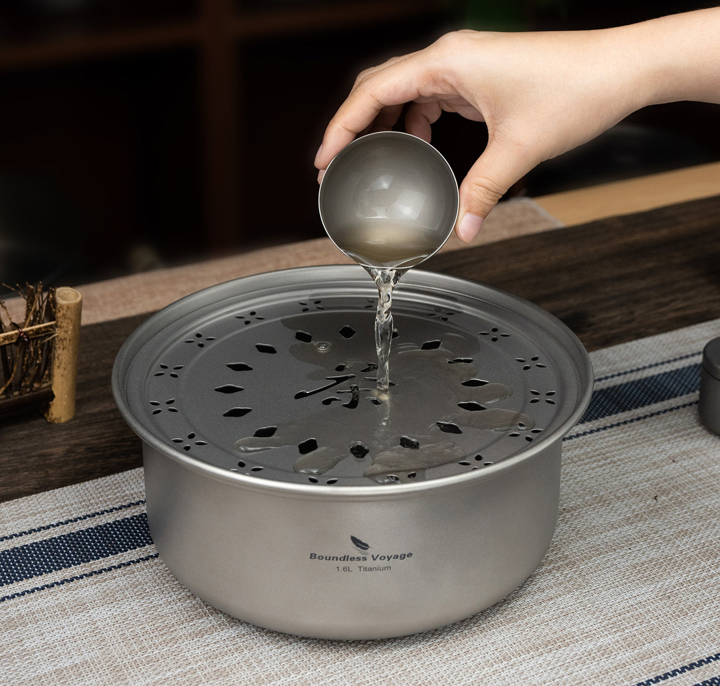 Boundless Voyage Titanium Tea Tray – Portable Gongfu Tea Board for Outdoor Tea Brewing, Camping, Travel & Car Tea Setup