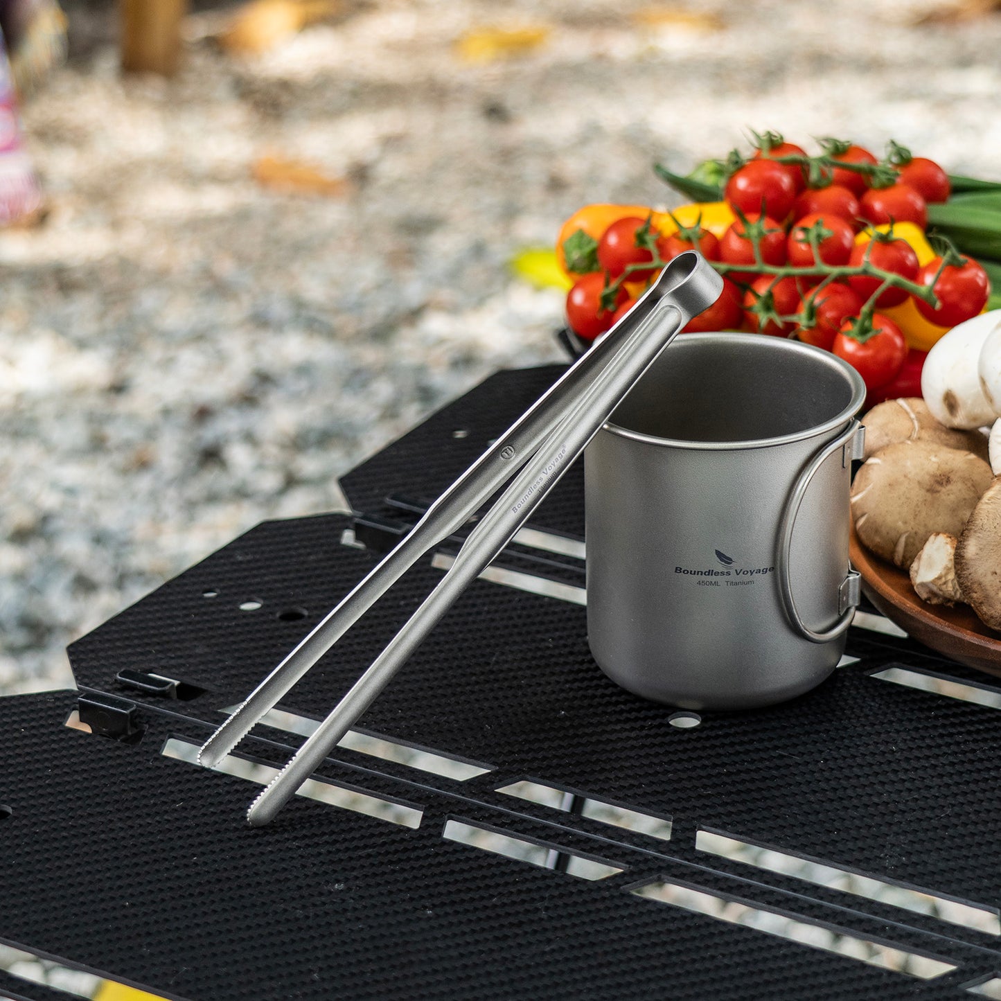 Boundless Voyage Titanium BBQ Tongs 21cm – Ultralight Heat-Resistant Grilling Tongs for Camping, Outdoor Cooking & BBQ