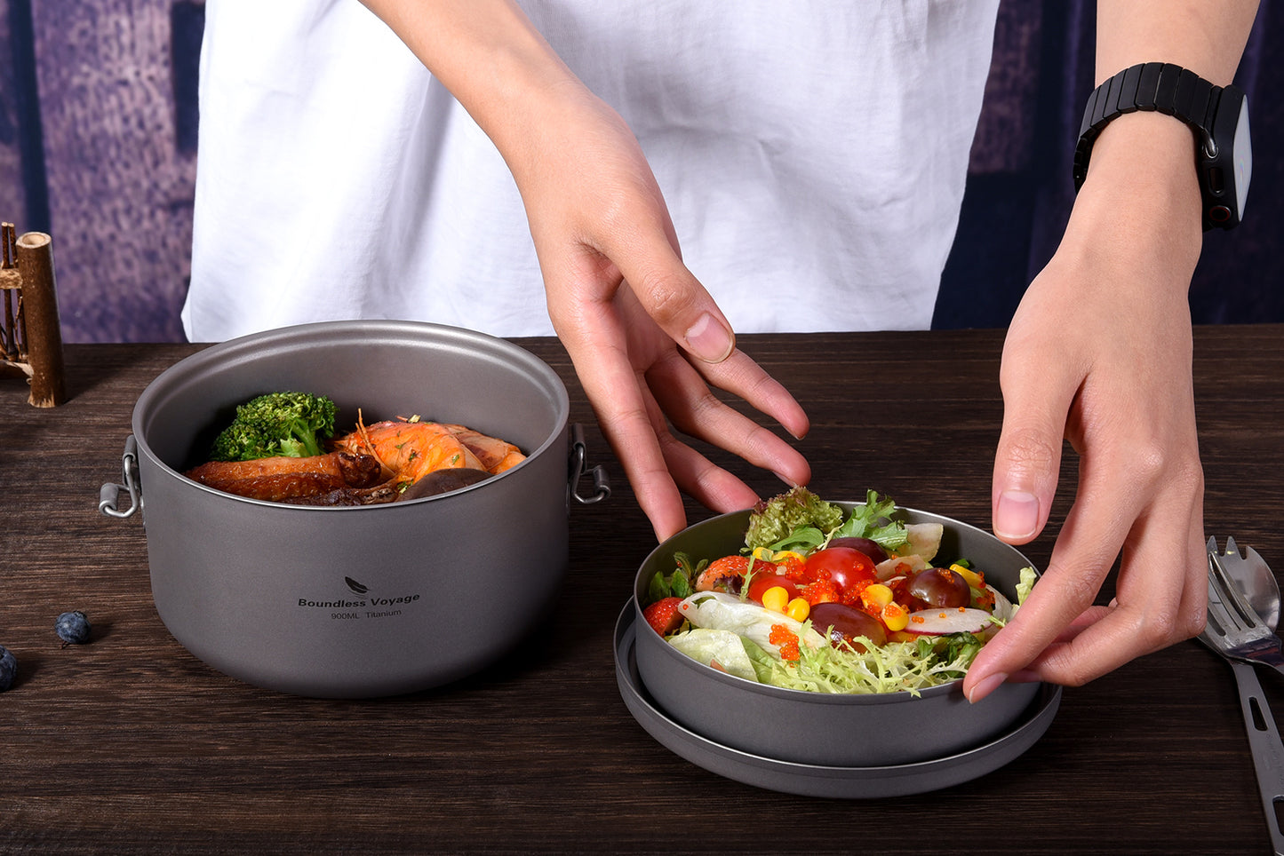 Boundless Voyage Titanium Lunch Box with Lid – Multi-Layer Bento Box for Salad, Soup & Daily Meals | Uncoated, Lightweight & Durable