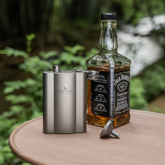 Boundless Voyage 180ml Titanium Hip Flask | Ultralight 6oz Pocket Whiskey Bottle | Leakproof & BPA-Free Liquor Flask for Camping, Hiking, Travel & Groomsmen Gifts