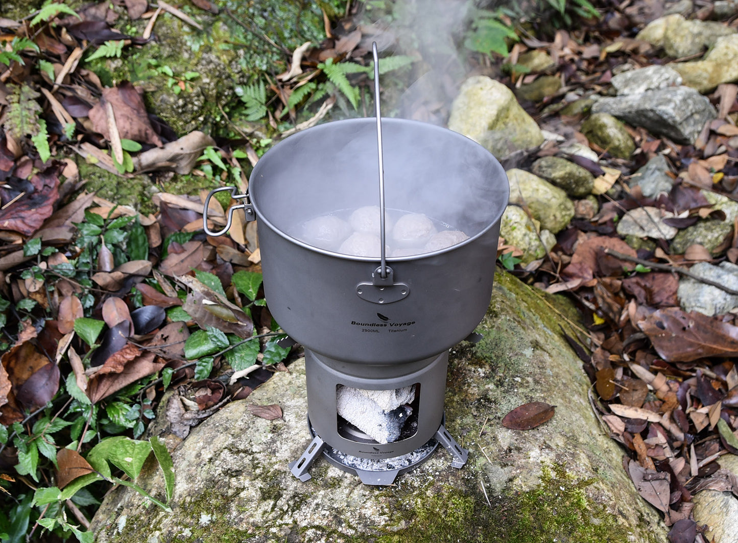 Boundless Voyage Outdoor Camping Titanium Wood Stove With Folding Pot Stands Tripods Portable Ultralight Camping Single Walled Burner