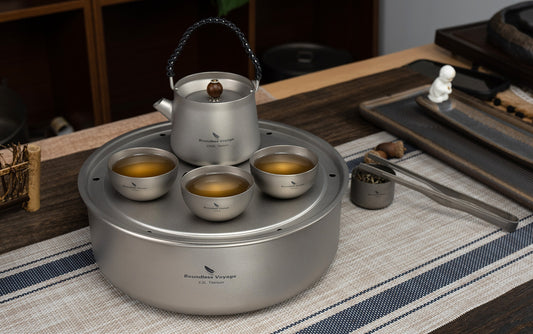 Boundless Voyage Titanium Tea Tray with Drainage – Portable Tea & Coffee Serving Tray for Travel, Home, Office & Outdoor Brewing