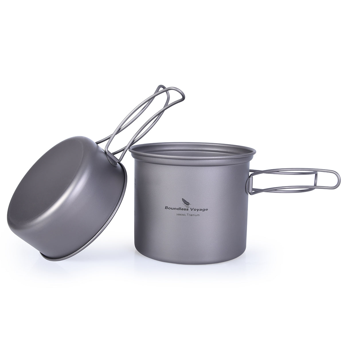 Boundless Voyage Titanium Pot Bowl with Titanium Folding Handle Outdoor Camping Picnic Cookare Tableware Set 1000ml