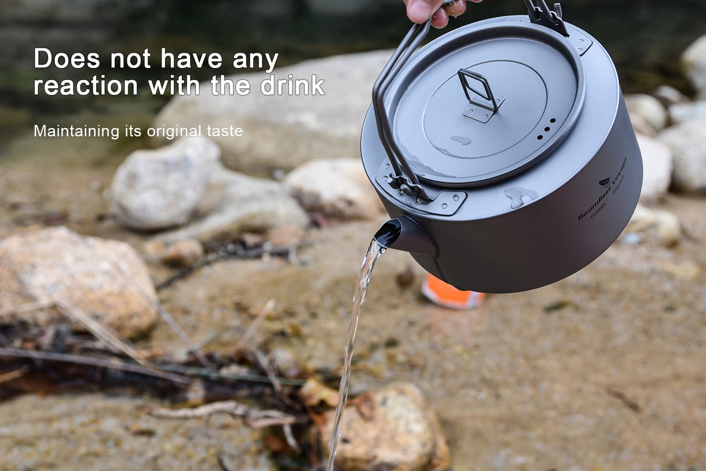 Boundless Voyage 1L Titanium Camping Kettle with Filter – Ultralight Large-Capacity Outdoor Teapot with Folding Handle