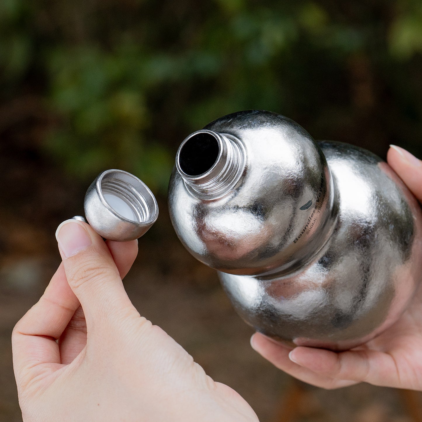 Boundless Voyage Premium Titanium Gourd Flask  | 500ml Crystallized Ice-Texture Canteen | Ultralight & Rustproof Alcohol Drinkware for Hiking & Camping