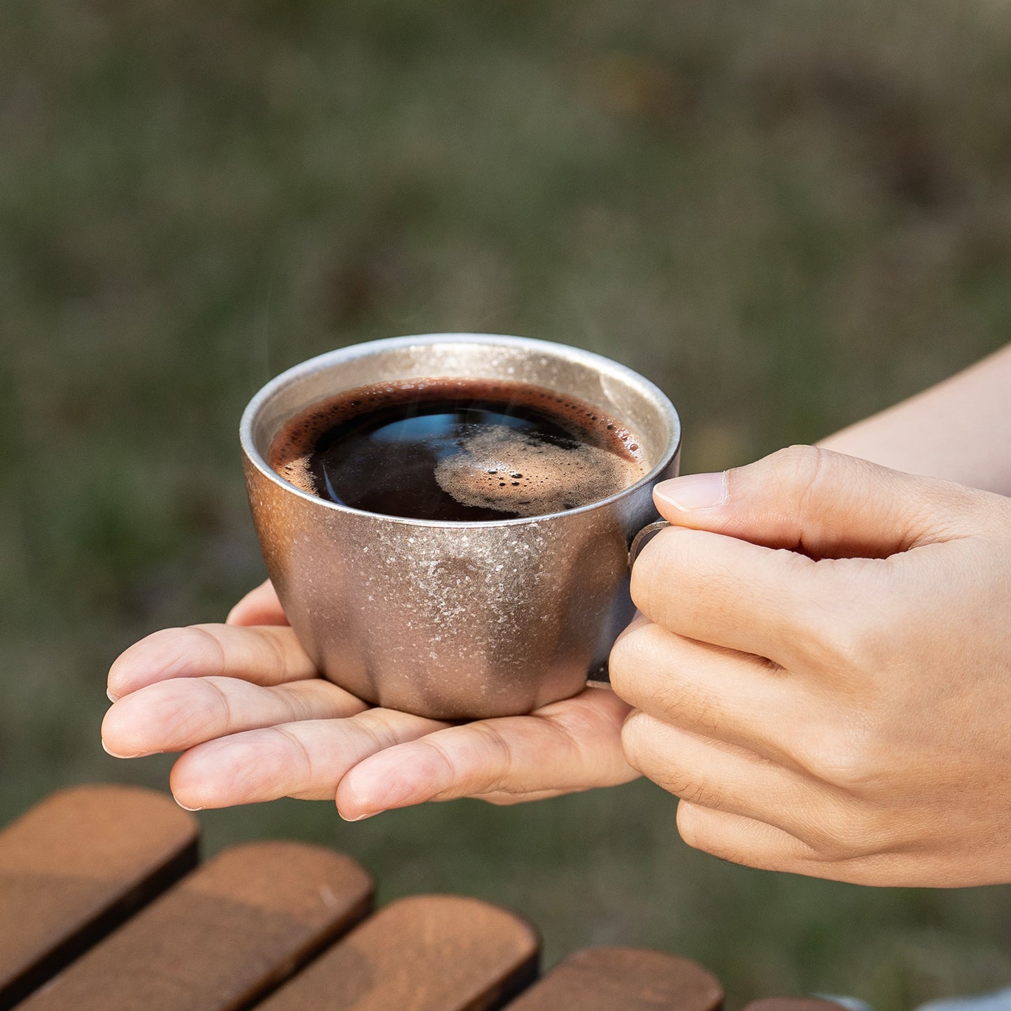 Boundless Voyage 120ml Titanium Double-Wall Espresso Cup with Coffee Spoon – Ultralight, Heat-Insulated Coffee Cup with Fixed Handle for Home Barista, Office, Travel & Camping