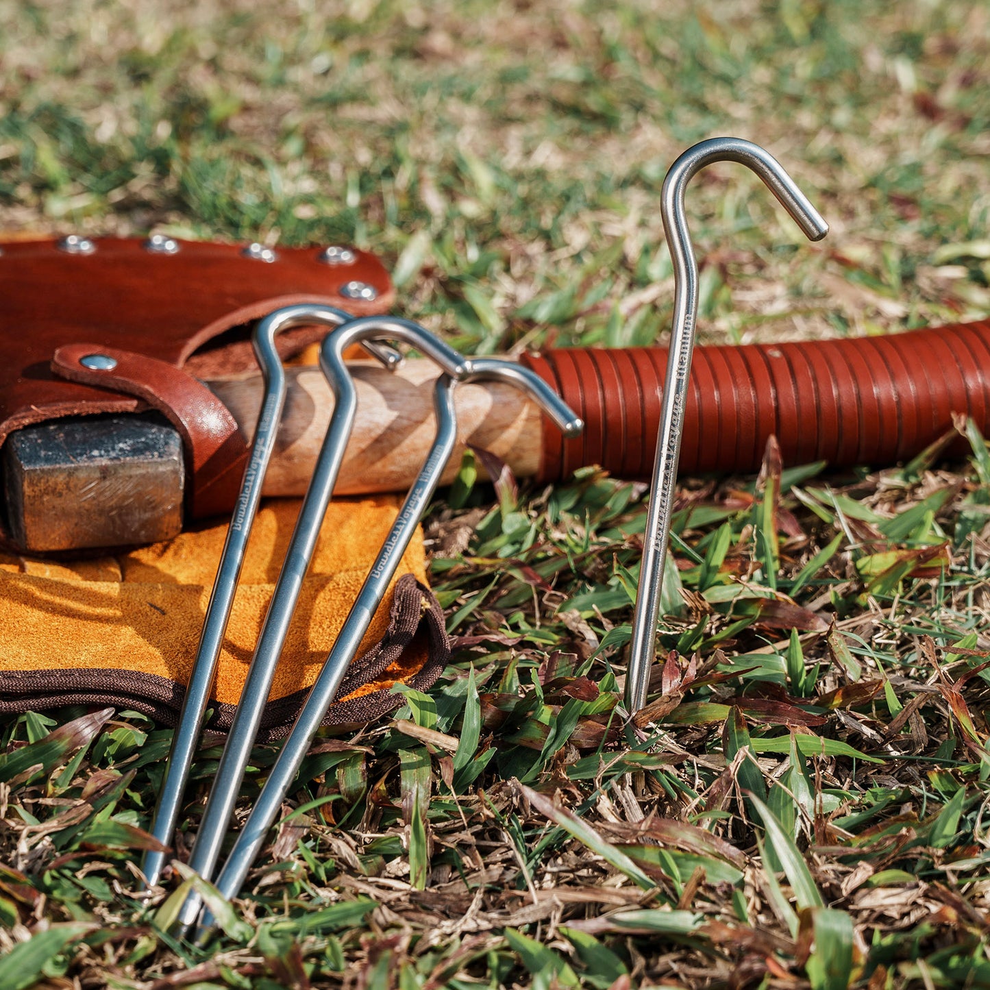 Boundless Voyage Heavy-Duty Titanium Tent Stakes 6pcs – Thickened Ultralight Camping Pegs for Hard Ground & Outdoor Use