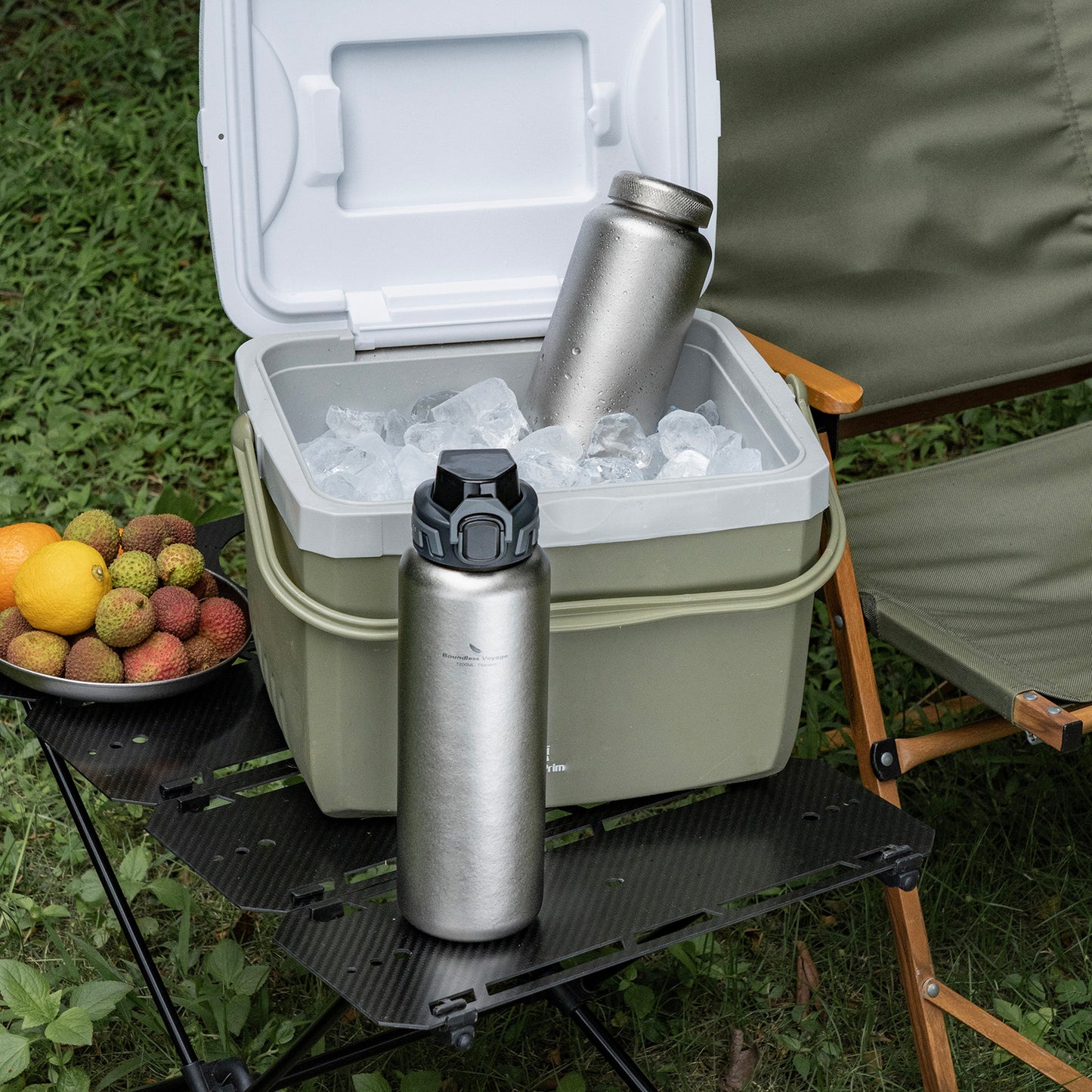 Boundless Voyage 1200ml Titanium Water Bottle with Dual Lids – Wide Mouth Leakproof Outdoor Bottle for Camping, Hiking, Gym & Travel