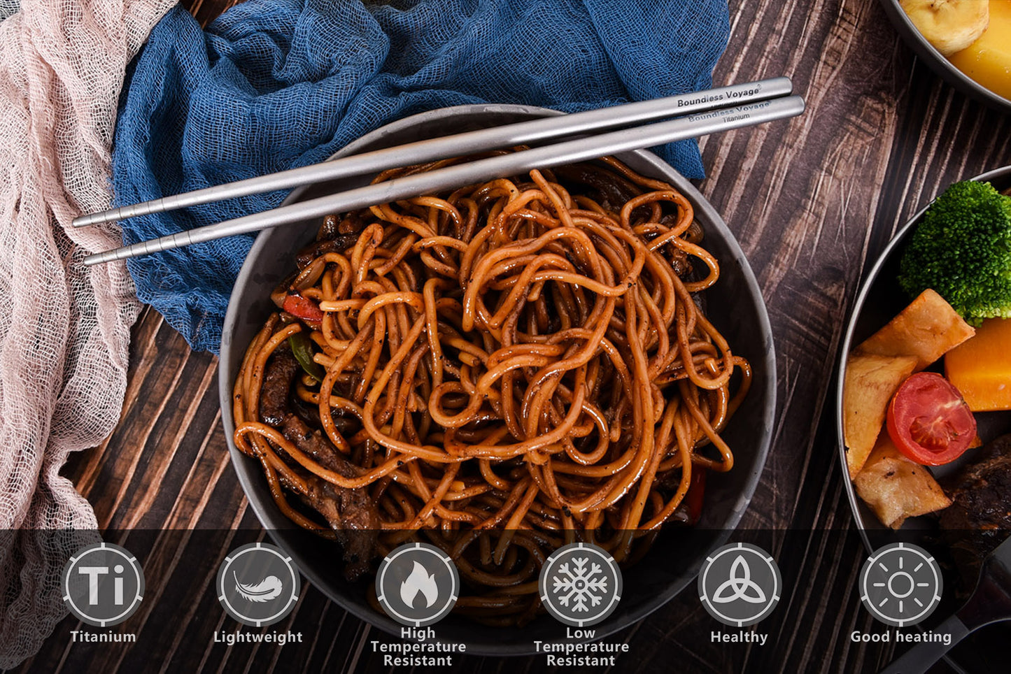 Boundless Voyage Titanium Round Chopsticks 23cm – Ultralight Reusable Eco-Friendly Cutlery for Home, Camping & Travel