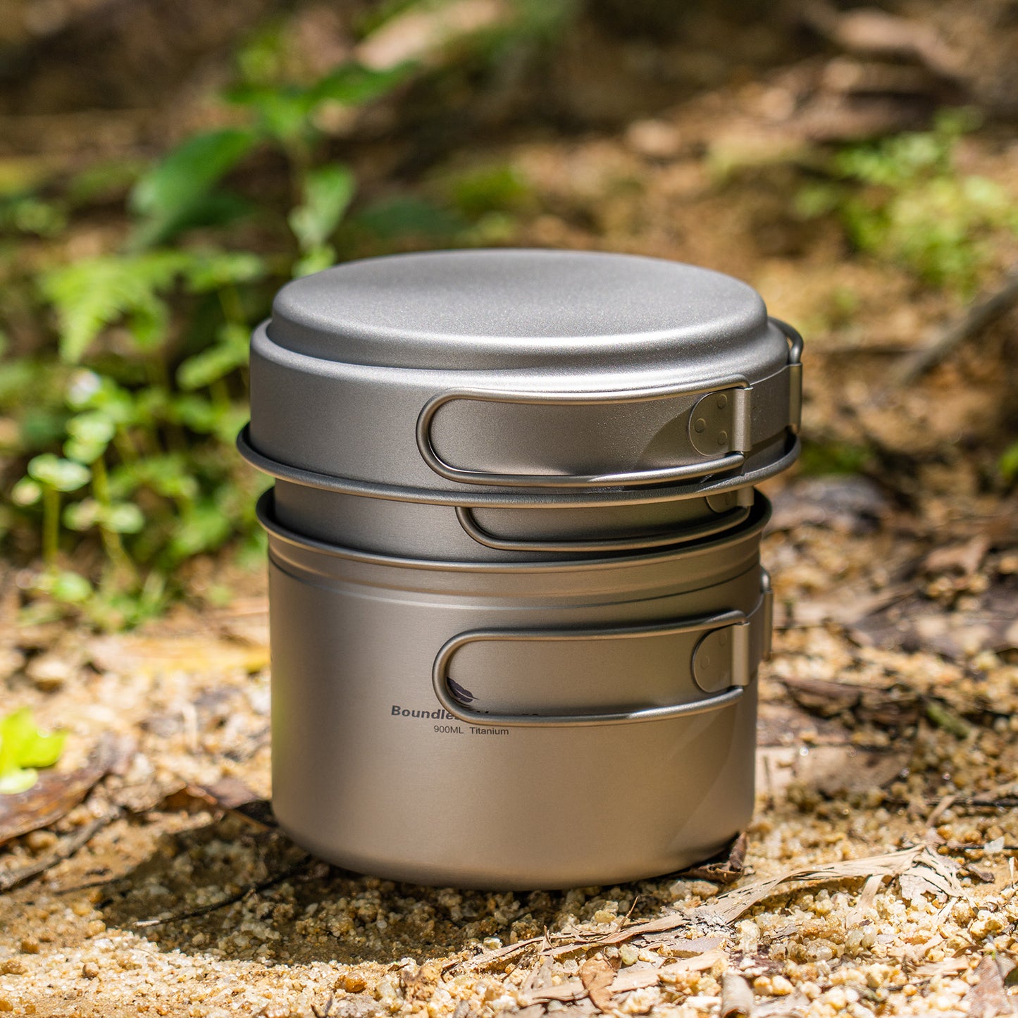 Boundless Voyage Titanium Cookware Set (3-Piece) – Ultralight Camping Pot, Pan & Cooking Set, Nesting TA1 Titanium Gear for Backpacking, Hiking & Outdoor Cookin