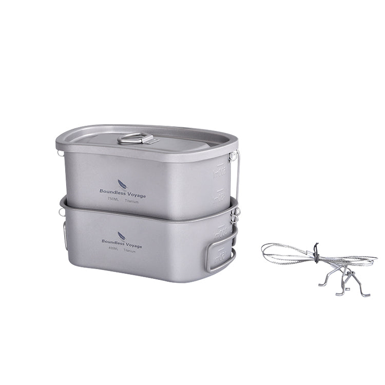 Boundless Voyage TA1 Titanium Military Canteen Set 400ml+750ml Ultralight Cooking & Mess Kit for Camping & Survival