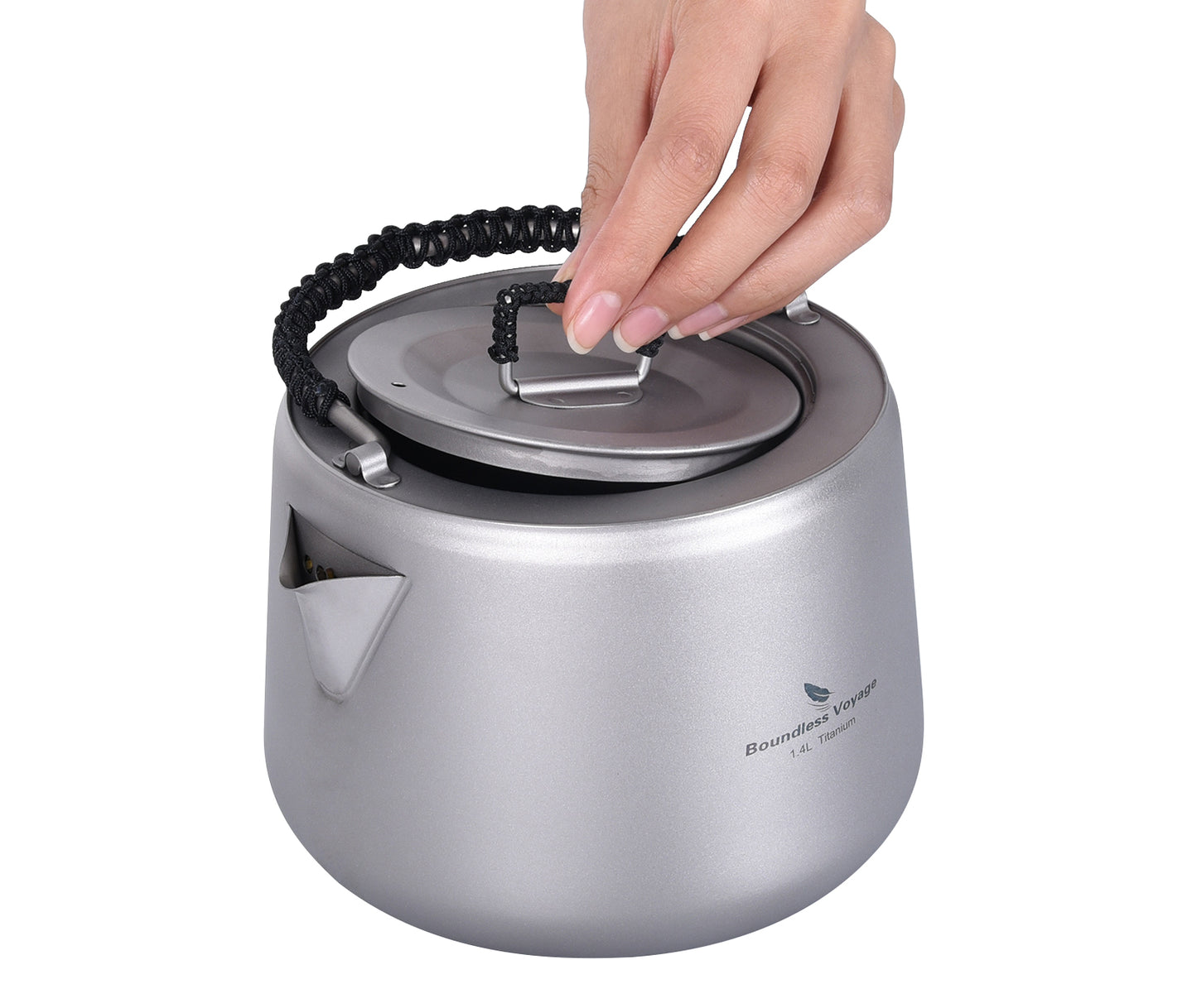 Boundless Voyage 1.4L Ultralight Titanium Kettle with Filter | Anti-Scald Handle & Lid | Perfect for Camping, Hiking, Tea & Coffee