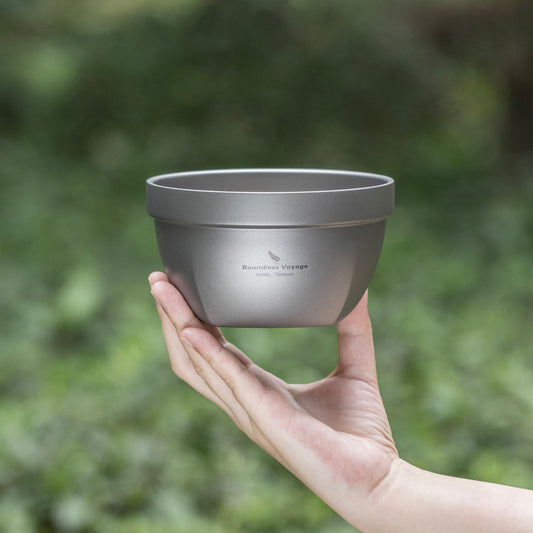 Boundless Voyage 500ml TA1 Titanium Double-Walled Bowl – Ultralight Portable Tableware for Rice, Soup, Oatmeal & Camping
