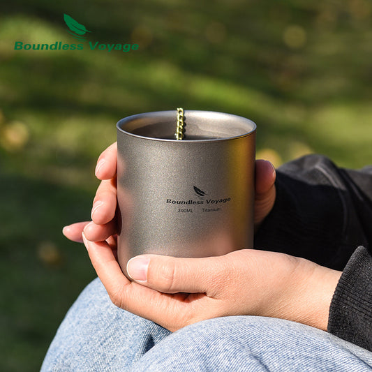Boundless Voyage 180ml Titanium Double-Walled Cup | 6oz Ultralight Insulated Camping Mug | Anti-Scalding & Non-Toxic Travel Tea Cup for Hiking, Home & Office