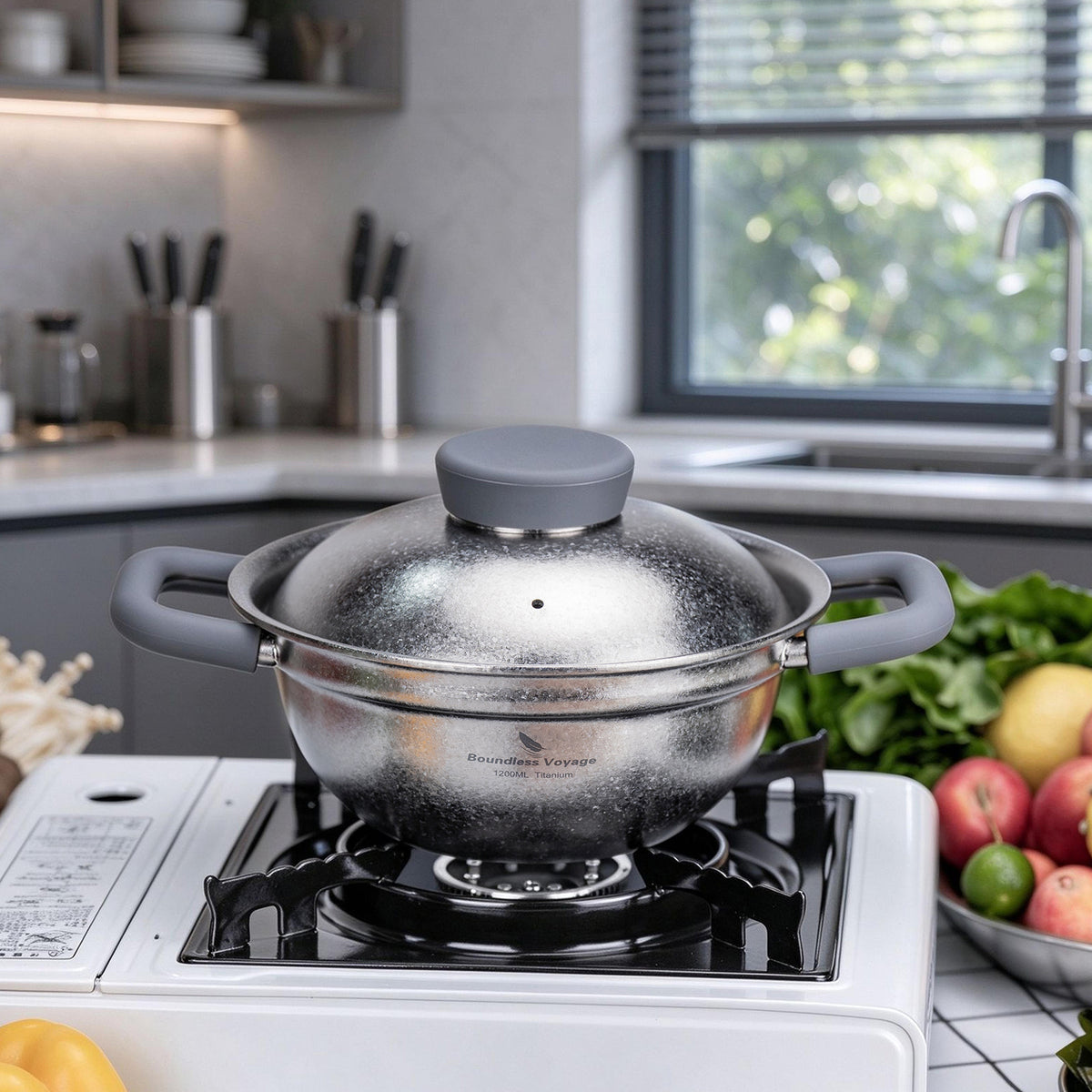 Boundless Voyage 1200ml Pure Titanium Cooking Pot with Lid – 1.2L Non-Coated Soup Pot for Camping, Hot Pot & Home Cooking