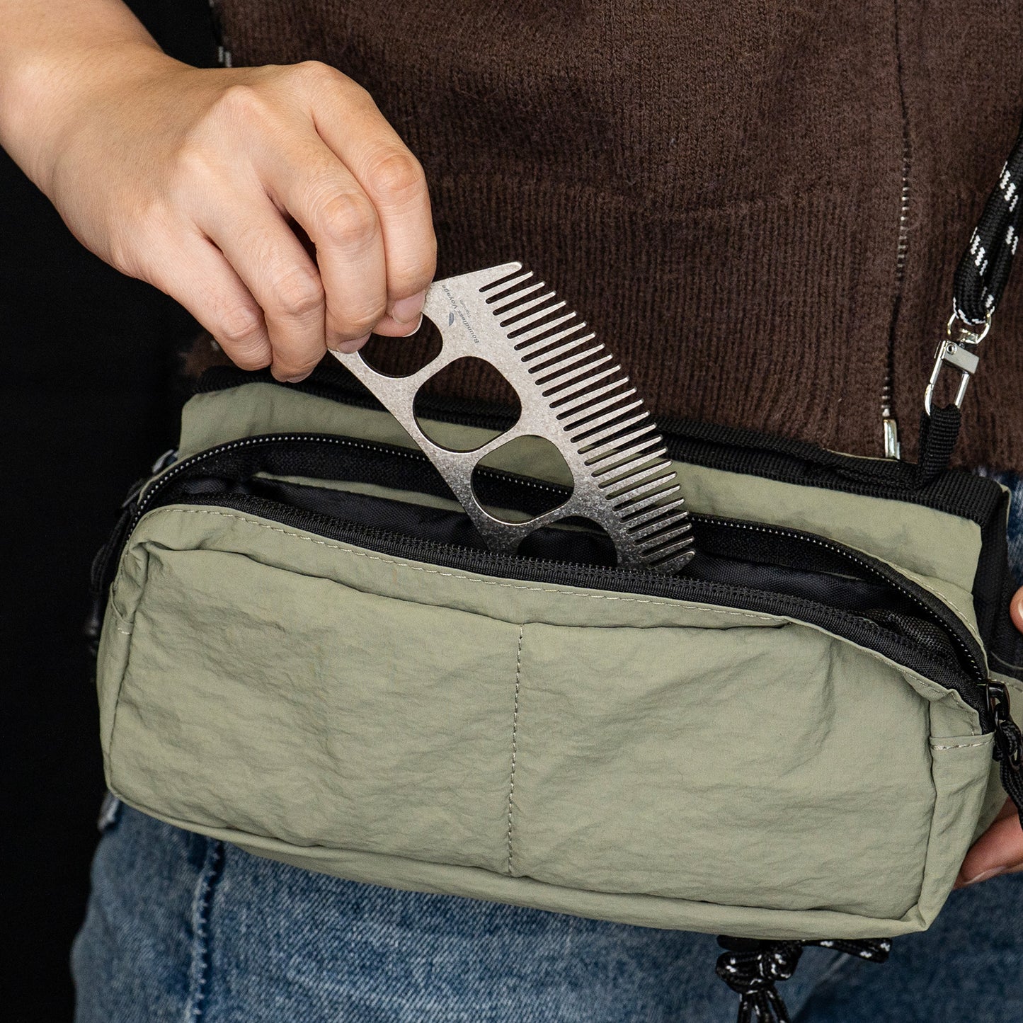 Boundless Voyage Titanium Crescent Comb – Hair & Beard Pocket Comb for Travel, EDC & Everyday Grooming