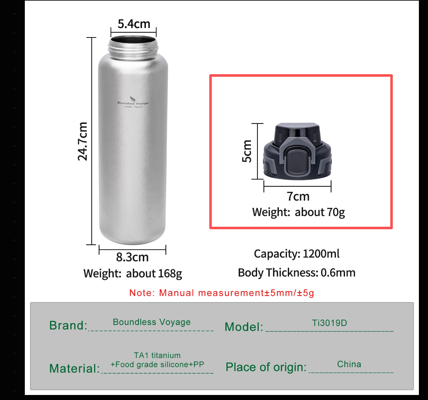 Ti3019D Replacement Plastic Flip-Top Lid – Spare Lid Only, Mesh Pouch Not Included