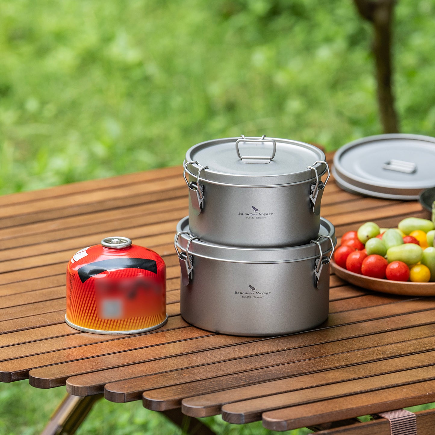 Boundless Voyage 1500ml Titanium Food Storage Container – Multi-Functional Lunch Box & Steamer with Sealed & Vented Lids for Camping, Travel & Meal Prep