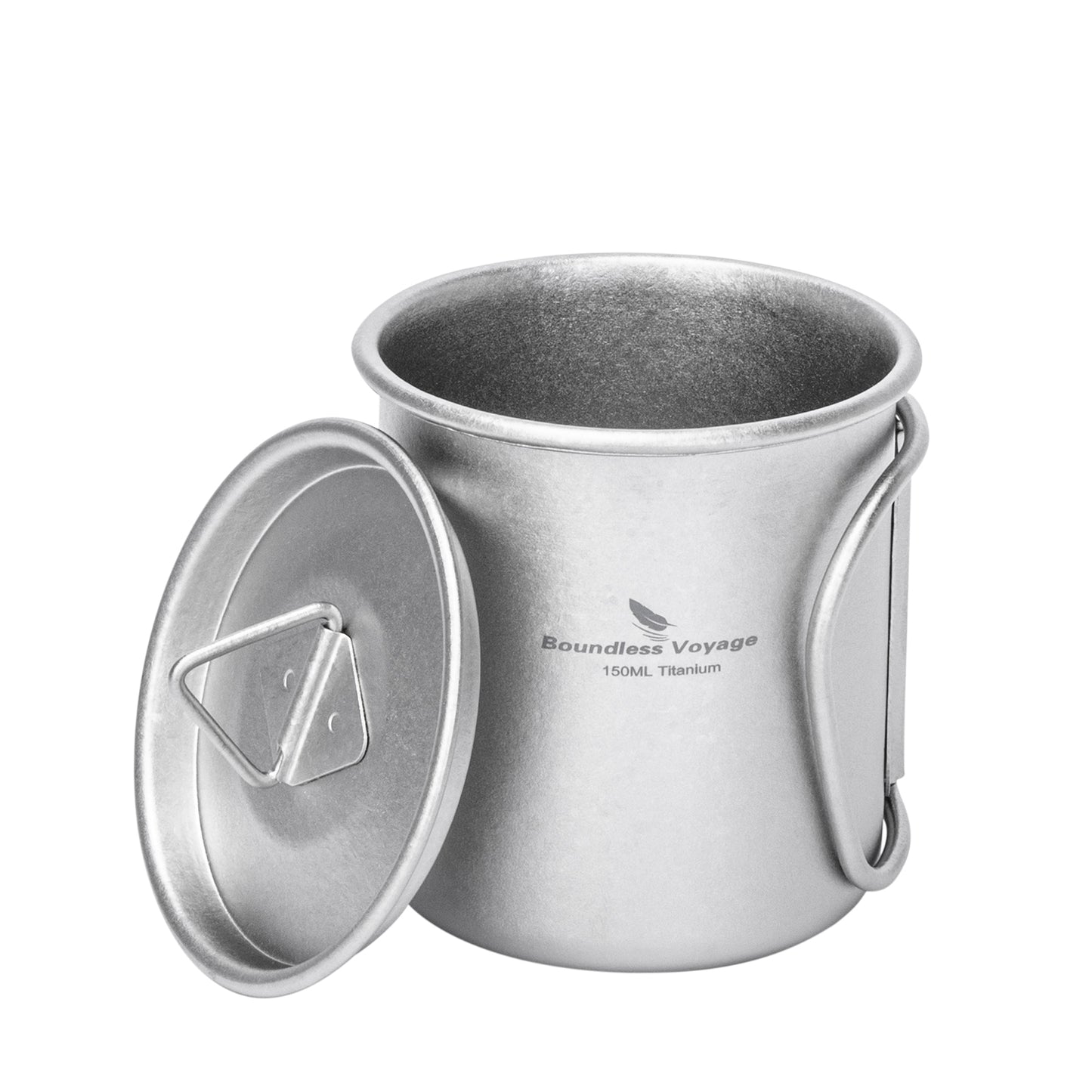 Boundless Voyage 150ml Titanium Camping Mug with Lid – Ultralight Cup with Folding Handles for Hiking, Backpacking & Outdoor Cooking