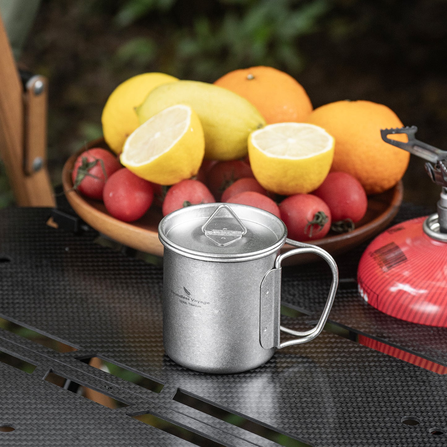 Boundless Voyage 150ml Titanium Camping Mug with Lid – Ultralight Cup with Folding Handles for Hiking, Backpacking & Outdoor Cooking