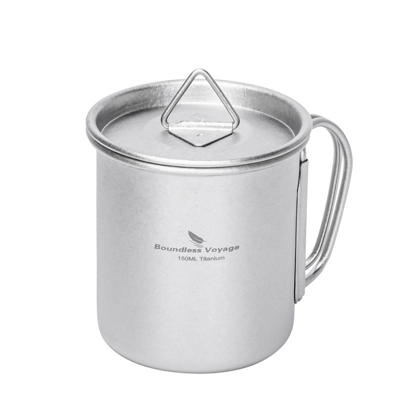 Boundless Voyage 150ml Titanium Camping Mug with Lid – Ultralight Cup with Folding Handles for Hiking, Backpacking & Outdoor Cooking