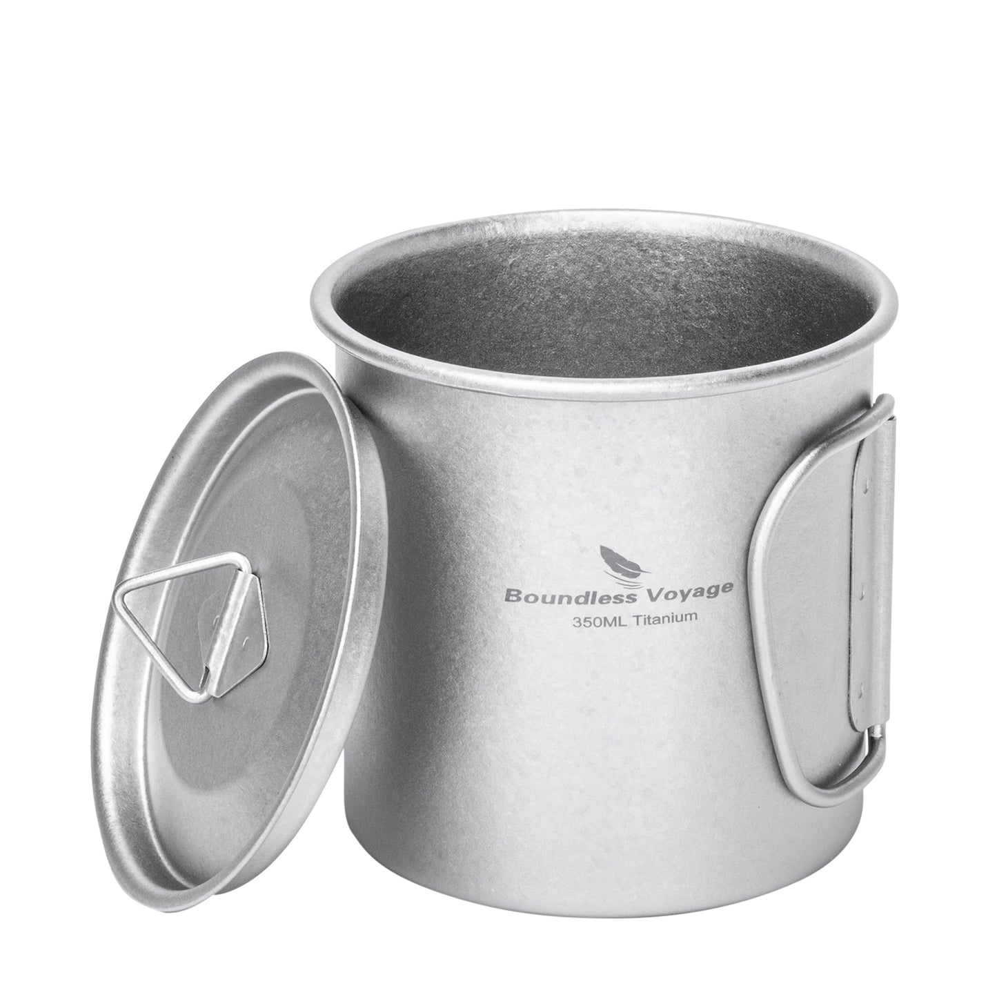Boundless Voyage Titanium Camping Cup 350ml – Single-Wall Mug with Lid & Folding Handles for Backpacking & Outdoor Use