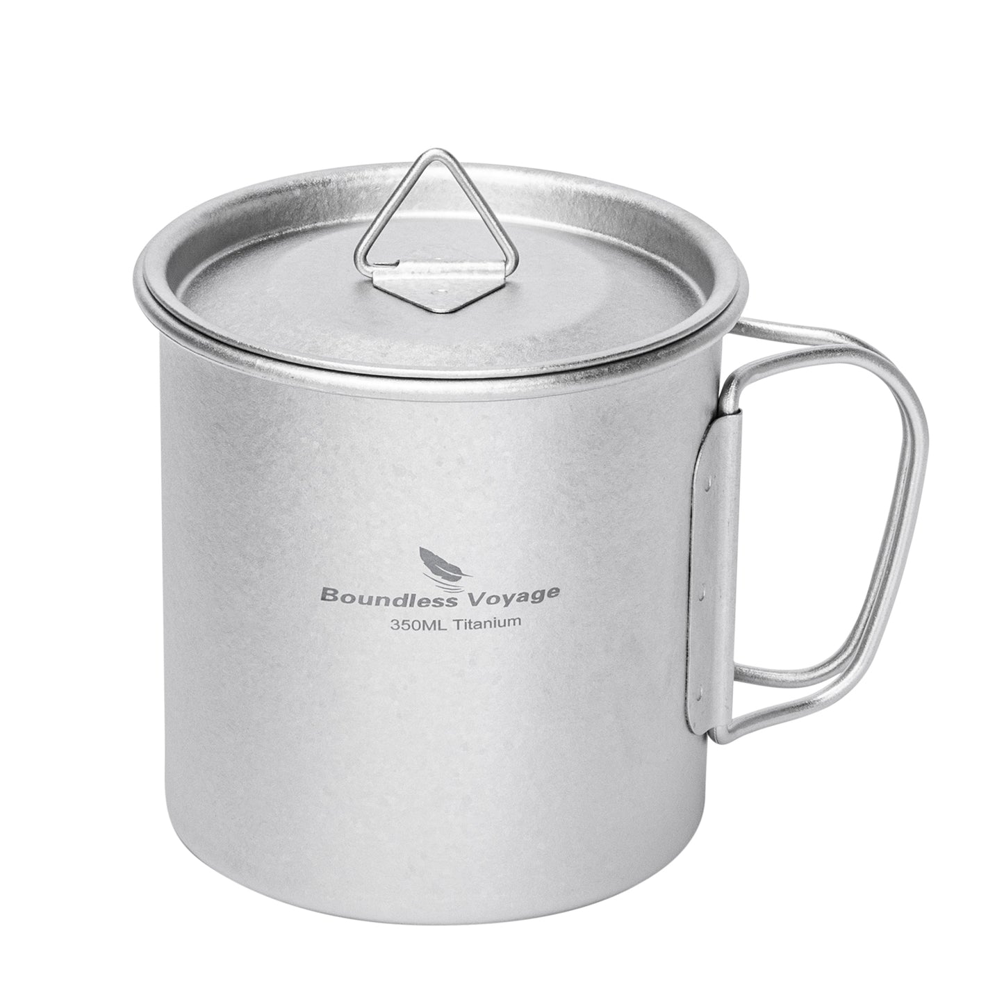 Boundless Voyage Titanium Camping Cup 350ml – Single-Wall Mug with Lid & Folding Handles for Backpacking & Outdoor Use