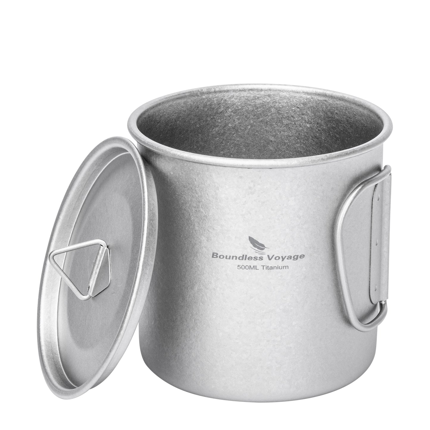 Boundless Voyage 500ml Titanium Camping Mug with Lid – Ultralight Cup with Folding Handles for Hiking, Backpacking & Outdoor Cooking