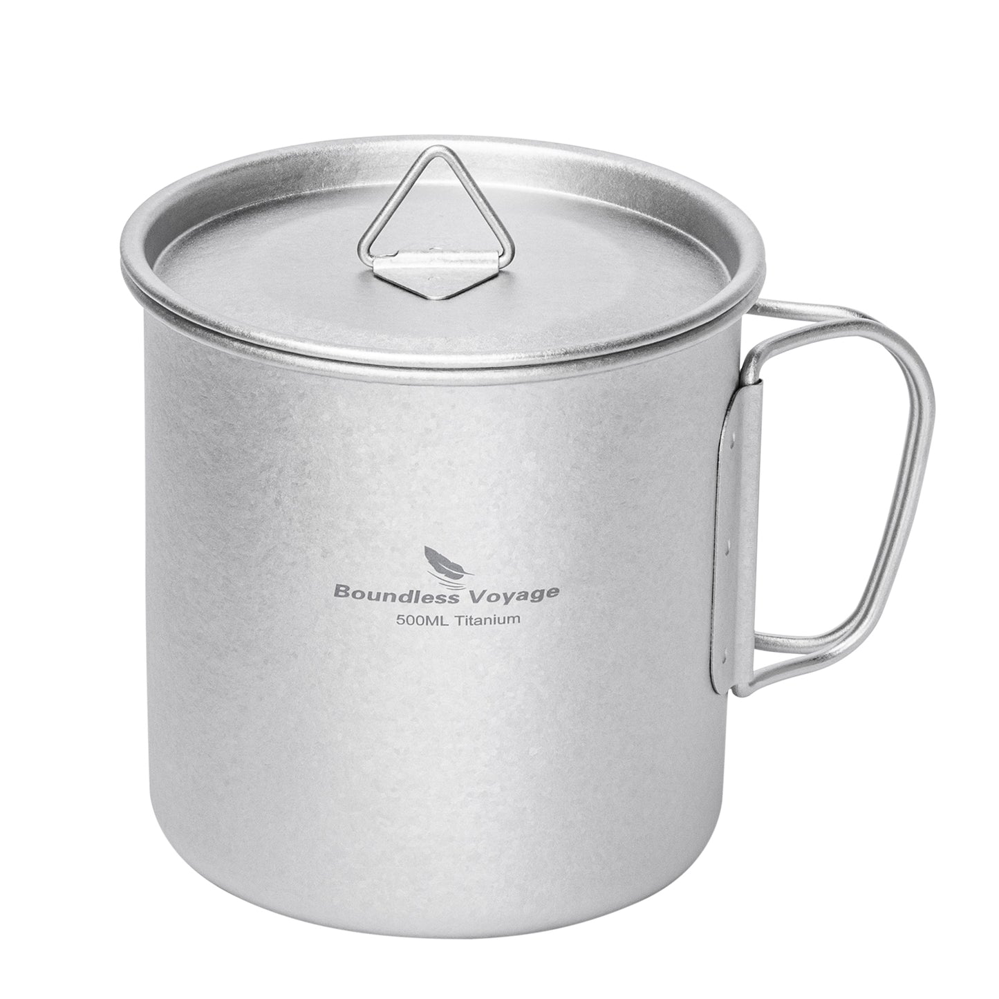 Boundless Voyage 500ml Titanium Camping Mug with Lid – Ultralight Cup with Folding Handles for Hiking, Backpacking & Outdoor Cooking