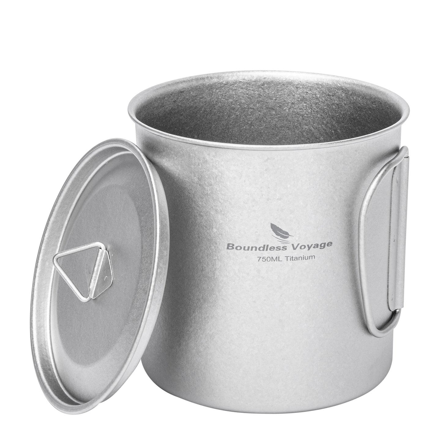 Boundless Voyage 750ml Titanium Camping Mug with Lid – Ultralight Pot Cup with Folding Handles for Backpacking & Outdoor Cooking