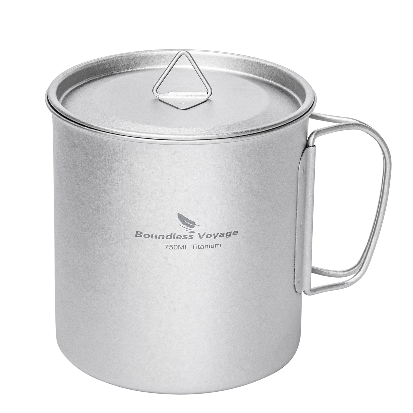 Boundless Voyage 750ml Titanium Camping Mug with Lid – Ultralight Pot Cup with Folding Handles for Backpacking & Outdoor Cooking