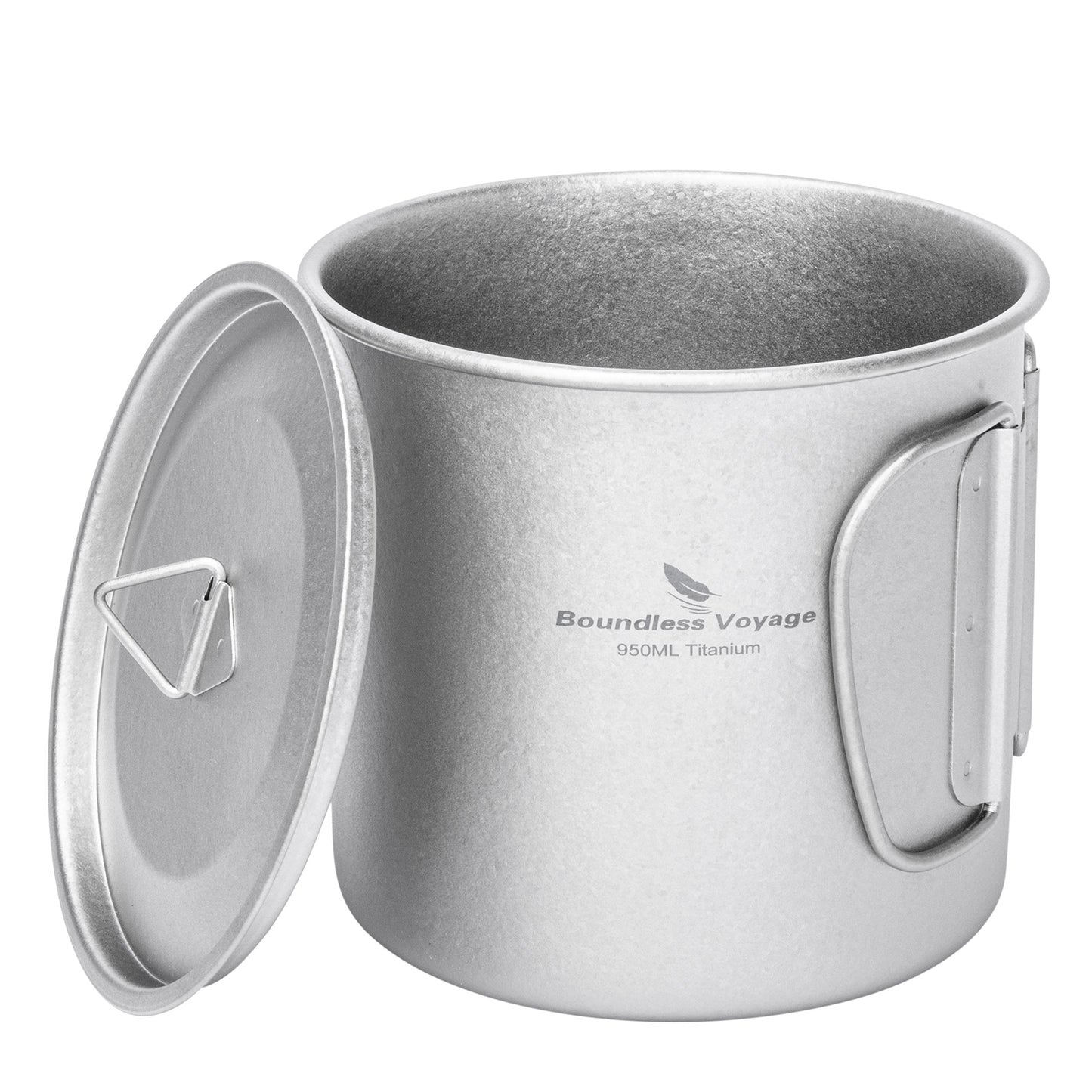 Boundless Voyage 950ml Titanium Camping Mug with Lid – Ultralight Pot Cup with Folding Handles for Backpacking & Outdoor Cooking