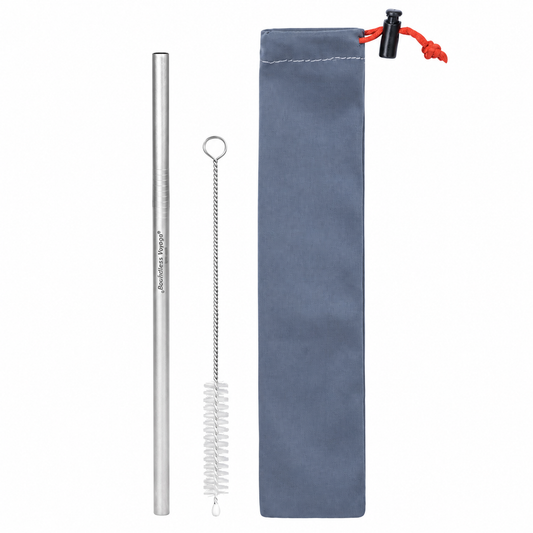 Boundless Voyage Titanium Straw 215mm – TA1 Pure Titanium Reusable Straight Straw with Cleaning Brush & Carry Bag