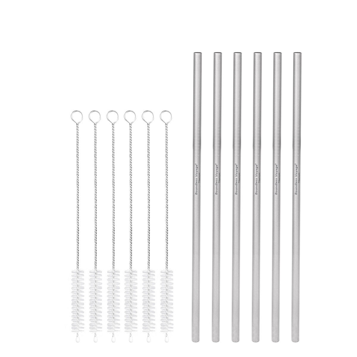Boundless Voyage Titanium Straw 215mm – TA1 Pure Titanium Reusable Straight Straw with Cleaning Brush & Carry Bag
