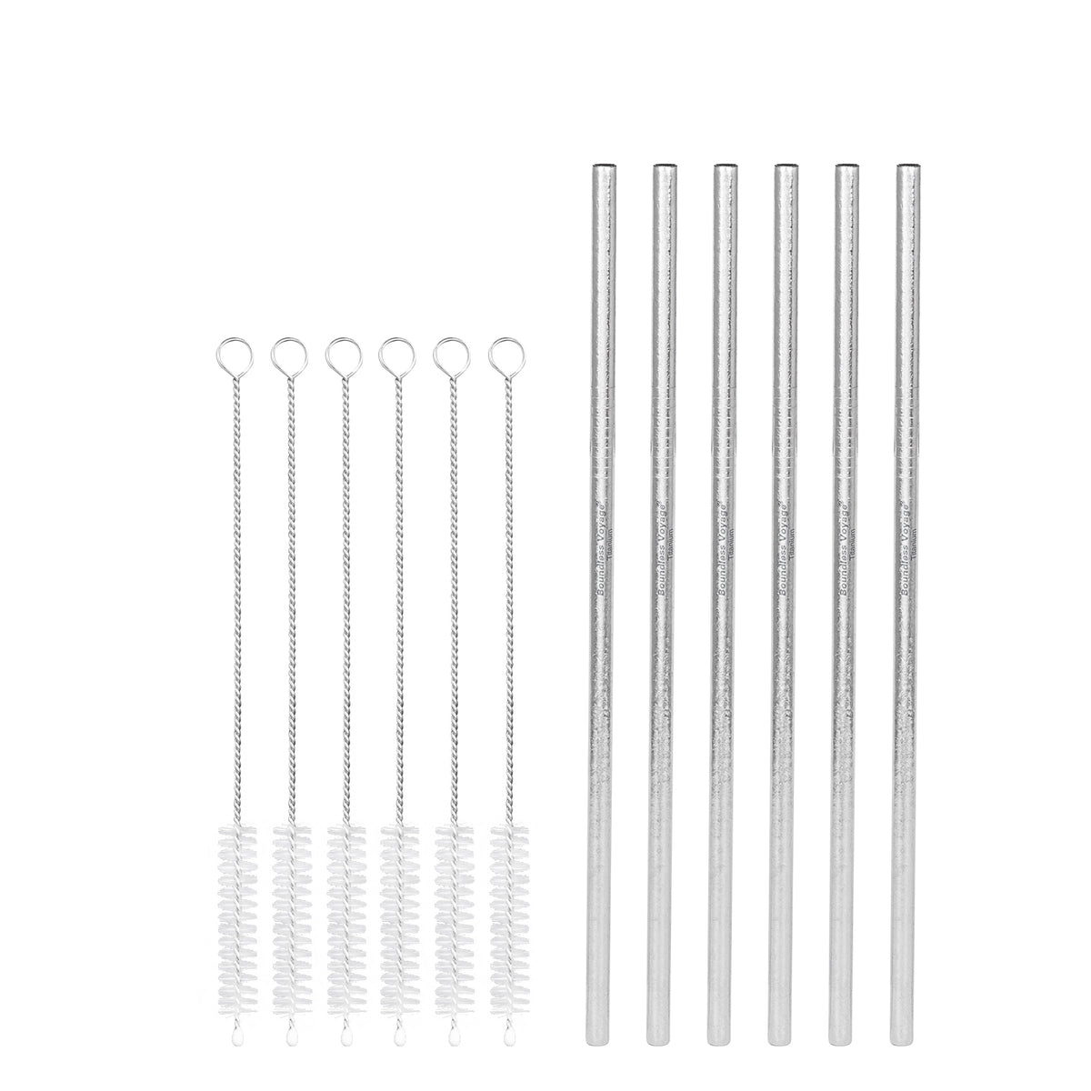 Boundless Voyage Titanium Straw 215mm – TA1 Pure Titanium Reusable Straight Straw with Cleaning Brush & Carry Bag