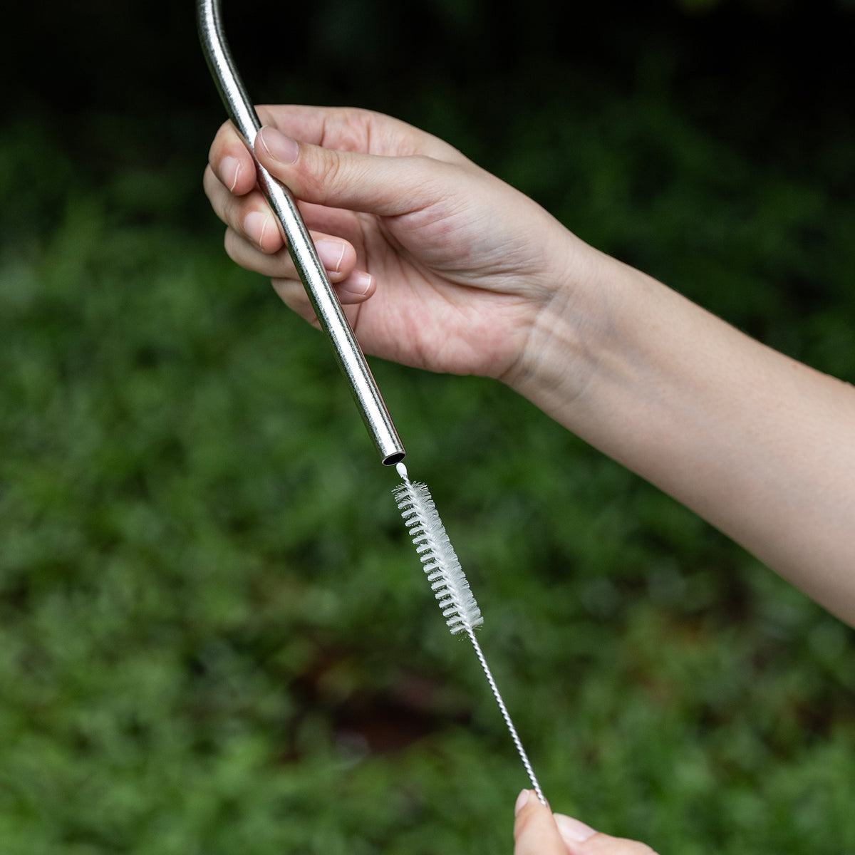 Boundless Voyage 213mm Titanium Bent Straw – TA1 Pure Titanium Reusable Drinking Straw with Cleaning Brush & Carry Bag