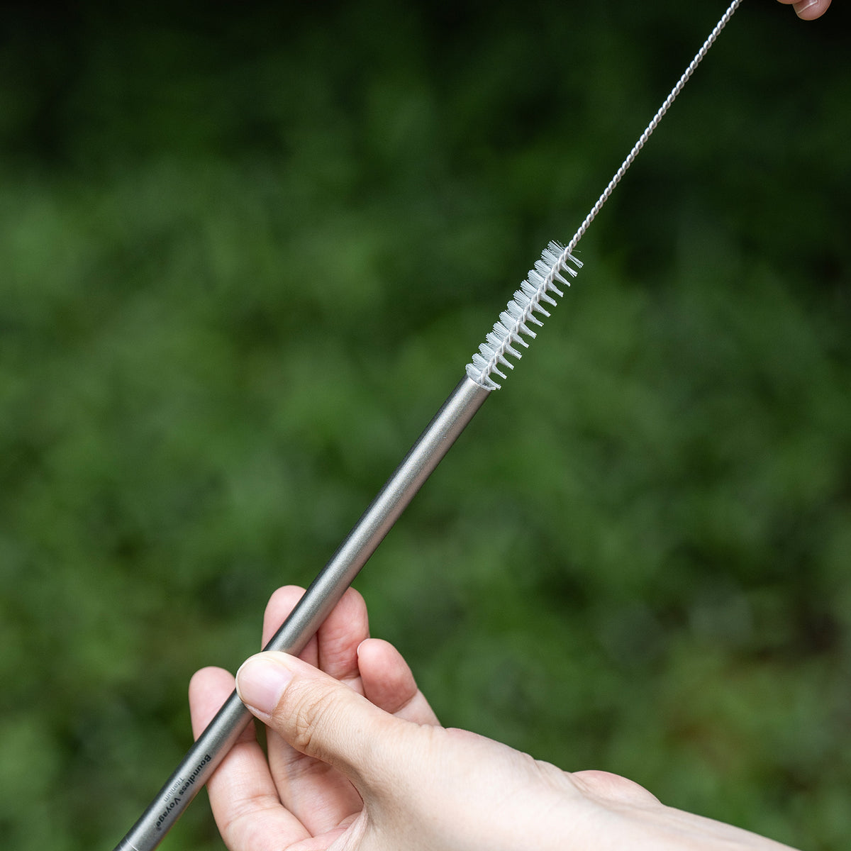 Boundless Voyage 213mm Titanium Bent Straw – TA1 Pure Titanium Reusable Drinking Straw with Cleaning Brush & Carry Bag