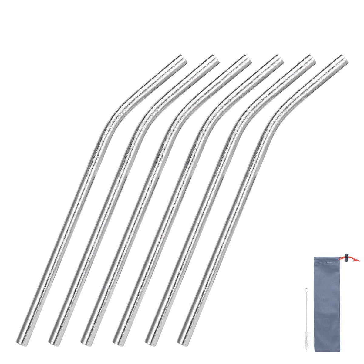 Boundless Voyage 213mm Titanium Bent Straw – TA1 Pure Titanium Reusable Drinking Straw with Cleaning Brush & Carry Bag
