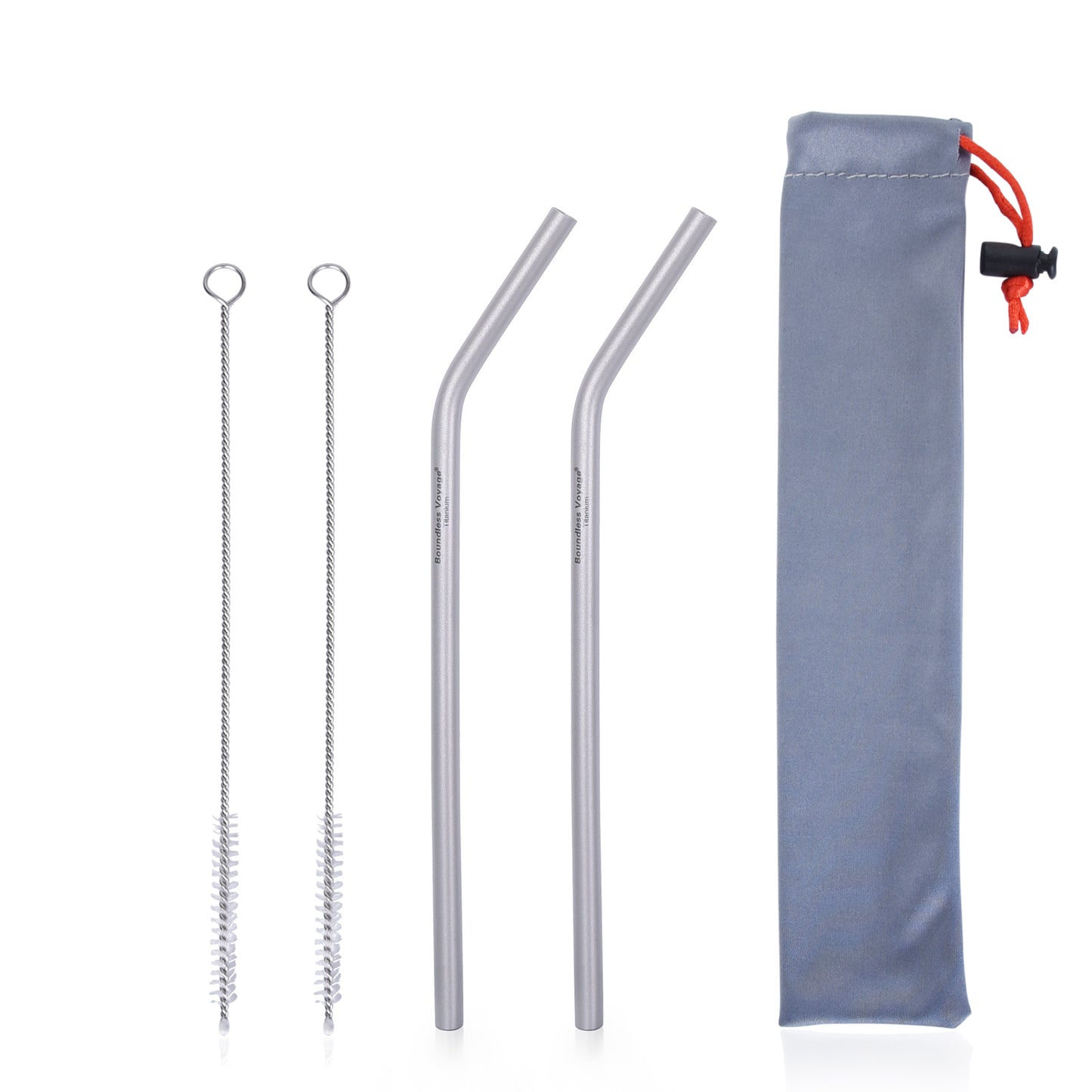 Boundless Voyage Titanium Curved Straw – Reusable Ultralight Metal Drinking Straw for Camping & Everyday Use
