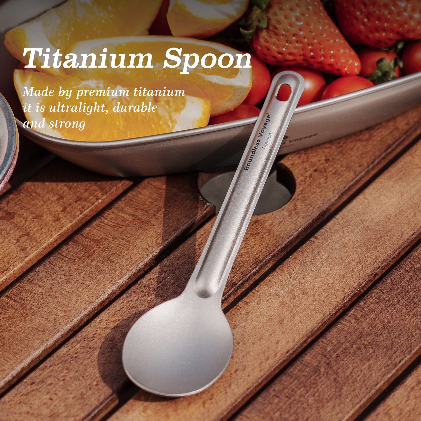 Boundless Voyage Titanium Spoon 16.7cm – Ultralight Camping Spoon with Storage Bag for Travel, Outdoor & Everyday Dining
